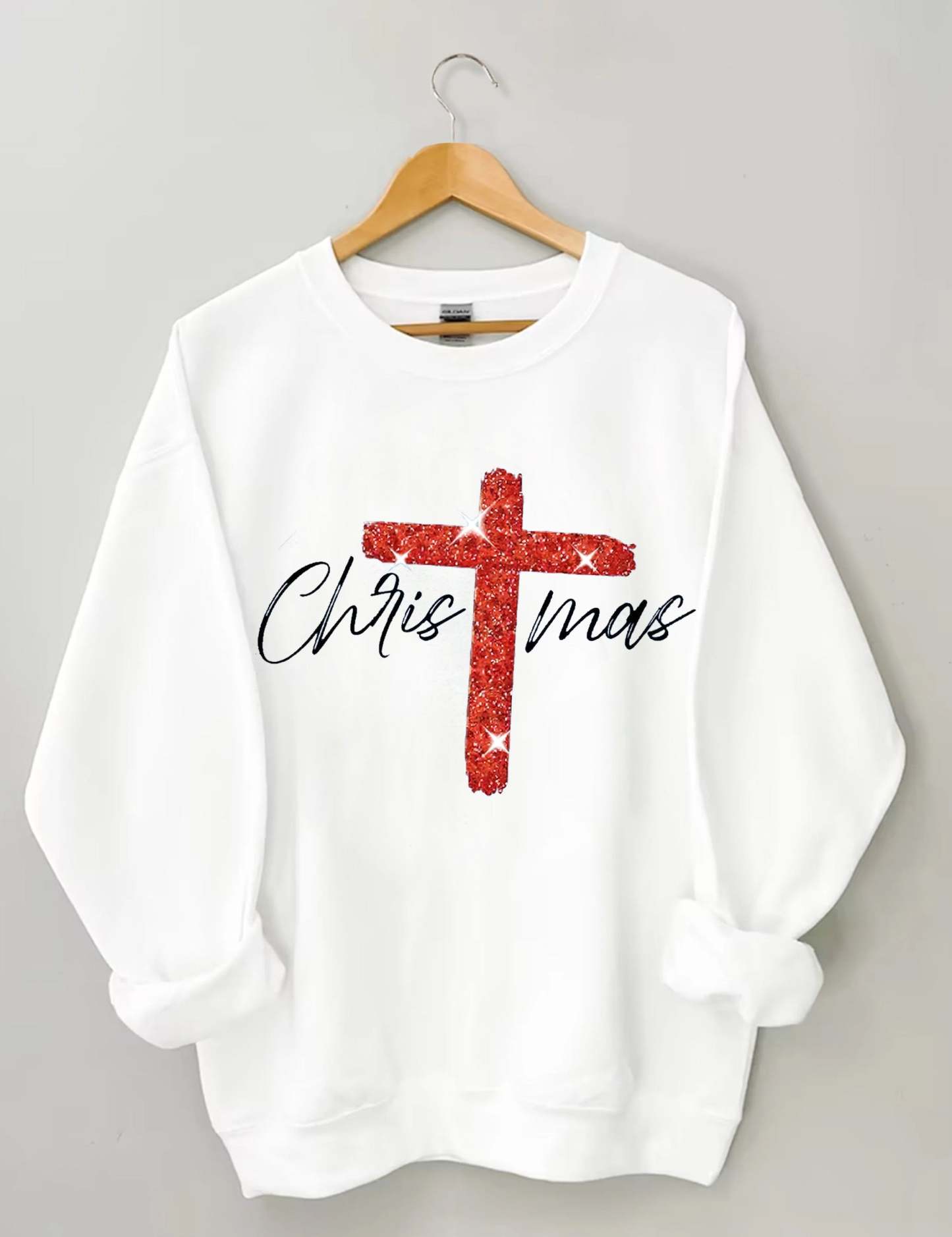 Retro Christmas Faith Cross Print Sweatshirt-lovefitte