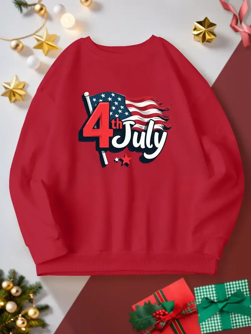 4th July Graphic Print Sweatshirt