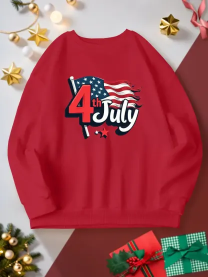 4th July Graphic Print Sweatshirt