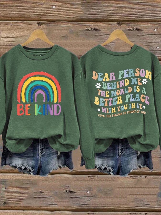 Women'S Casual Be Kind Printed Long Sleeve Sweatshirt-lovefitte