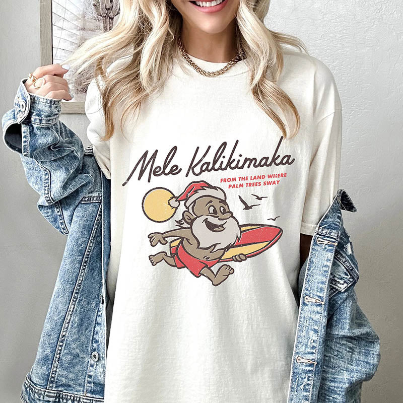 Surfing Santa Funny T-Shirt-lovefitte