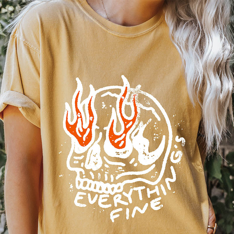 Everything is Fine Skeleton T-Shirt-lovefitte