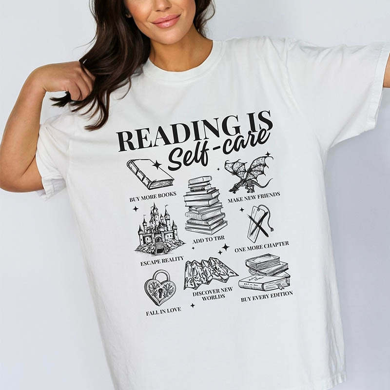 Reading Is Self-Care Bookish Mental Health T-Shirt-lovefitte