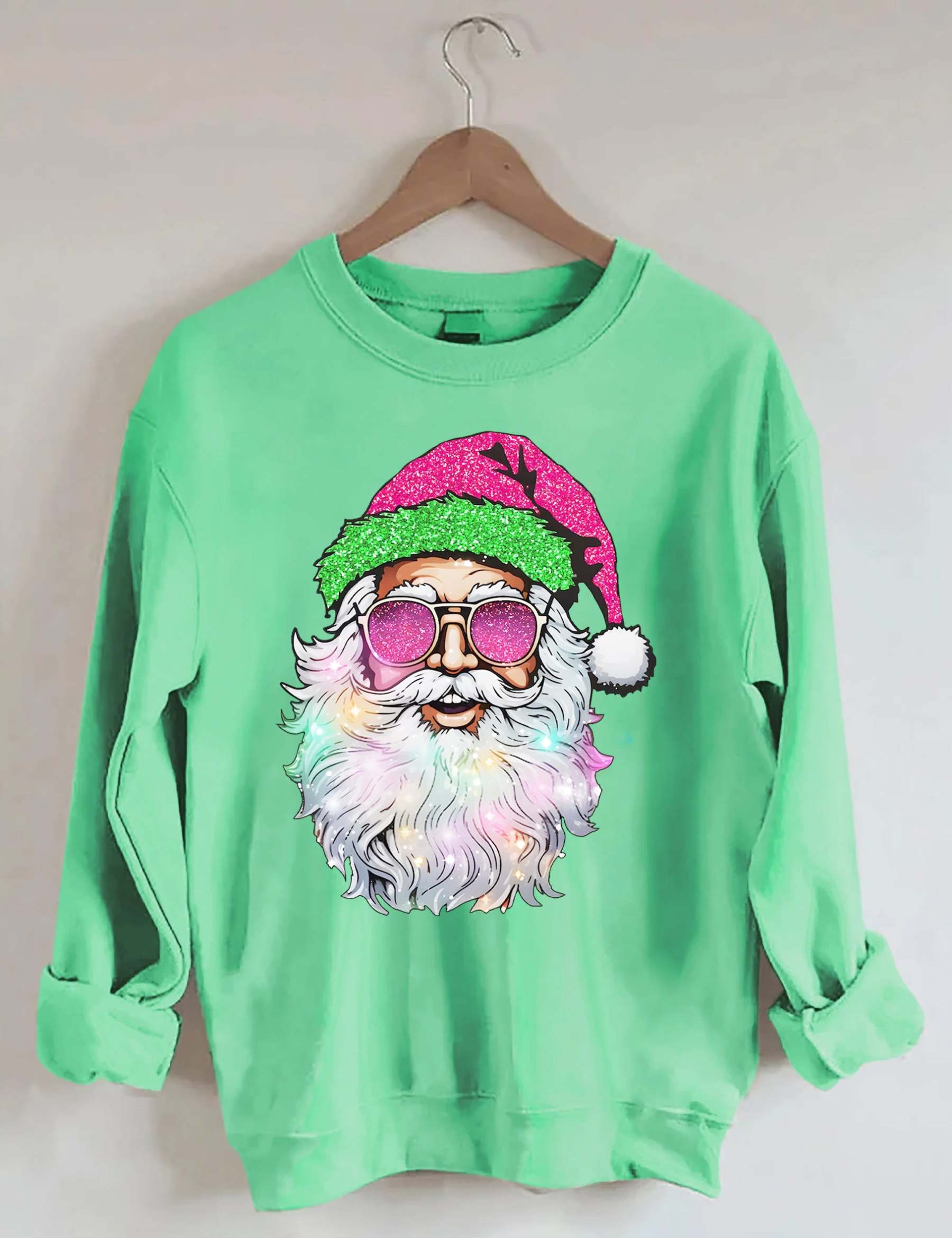 Santa with Sunglasses Sweatshirt-lovefitte