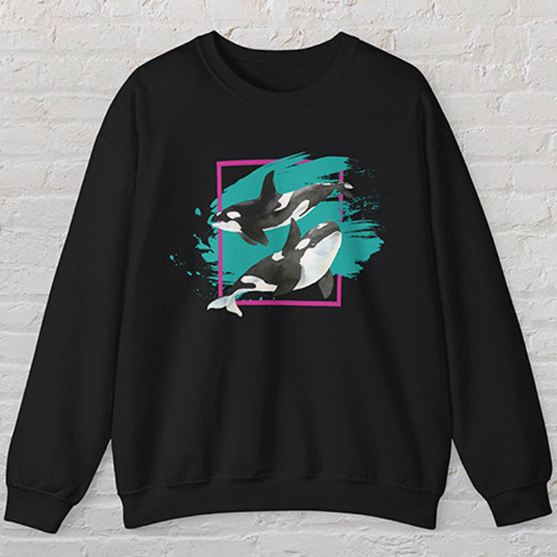 90s Orca Whale  Ocean Conservation Sweatshirt-lovefitte