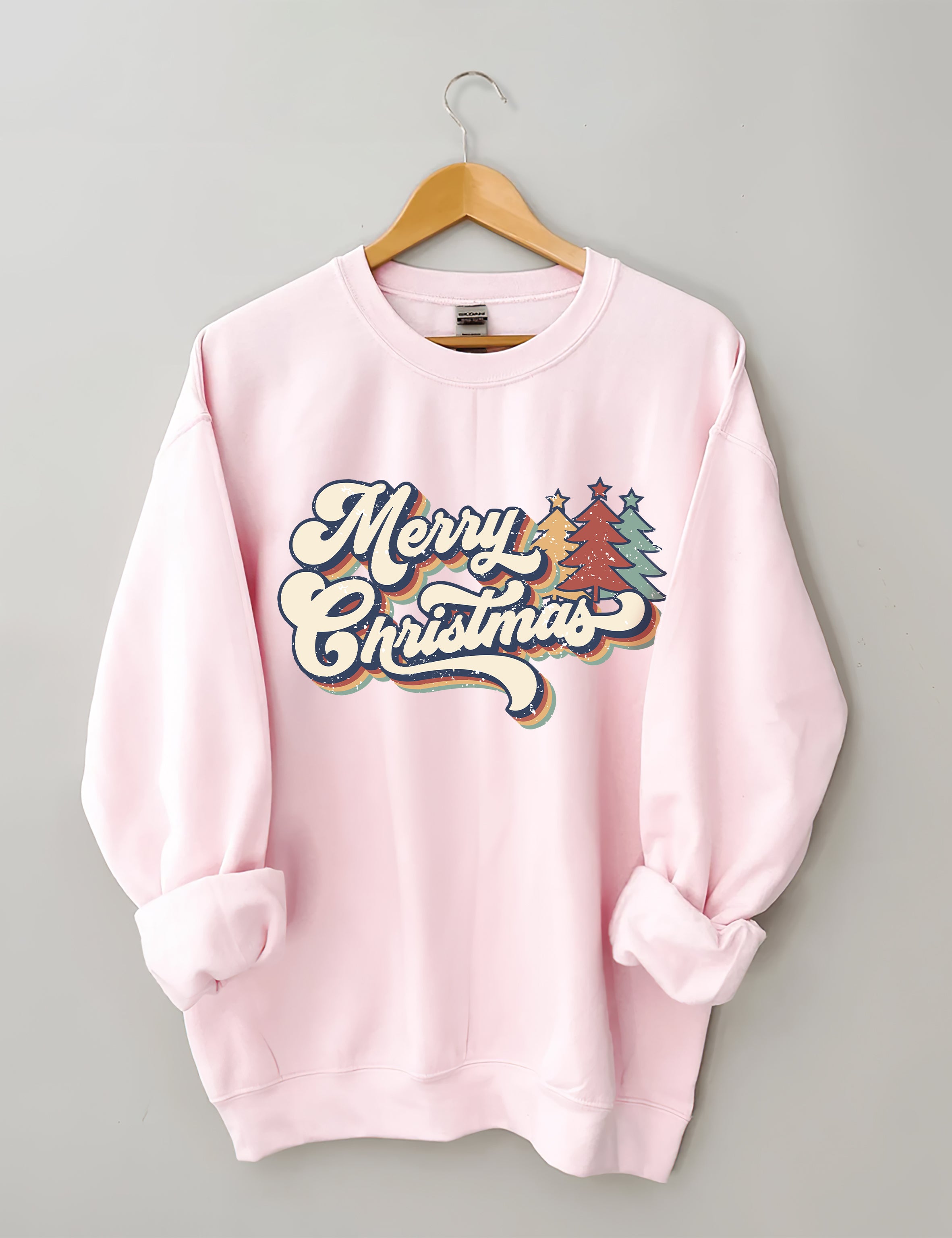 Retro Vintage Merry Christmas Crew Neck Unisex Xmas Sweatshirt-lovefitte