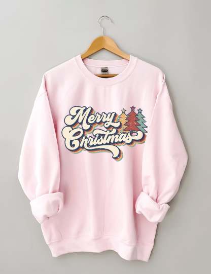 Retro Vintage Merry Christmas Crew Neck Unisex Xmas Sweatshirt-lovefitte