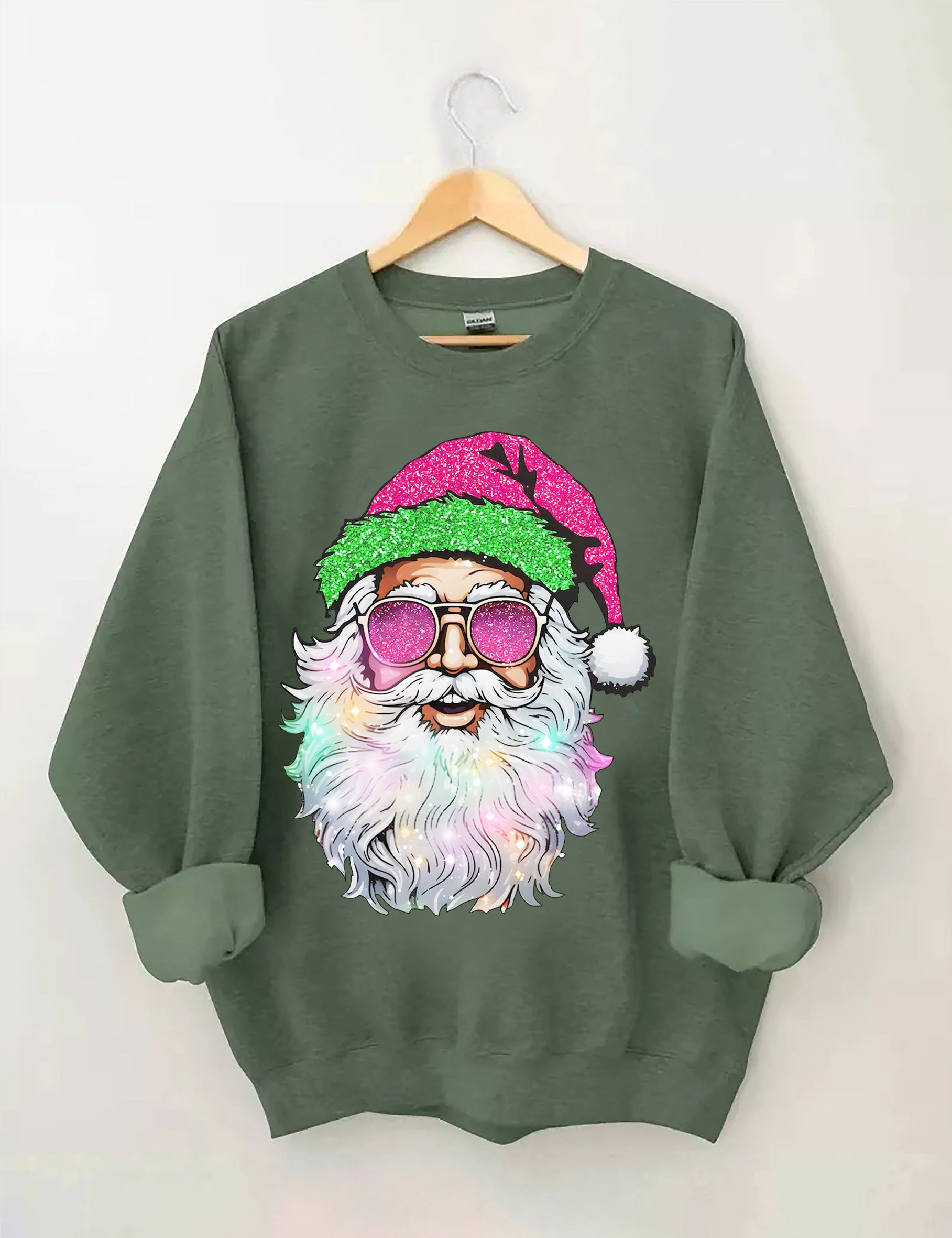 Santa with Sunglasses Sweatshirt-lovefitte