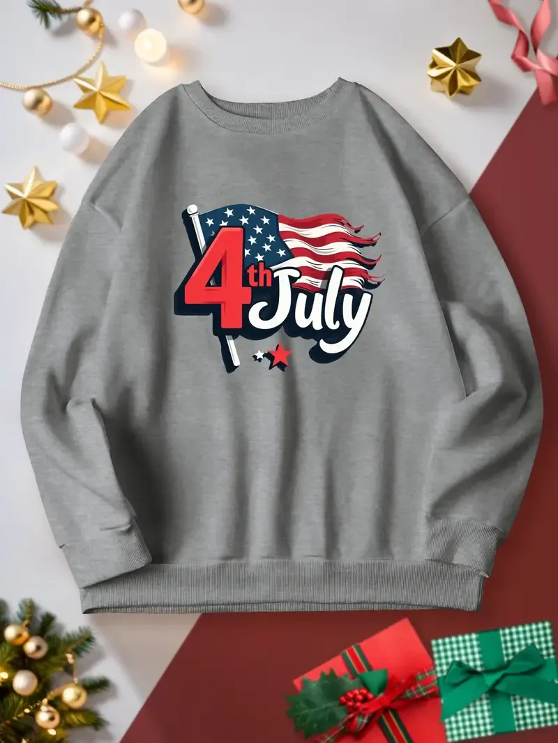 4th July Graphic Print Sweatshirt