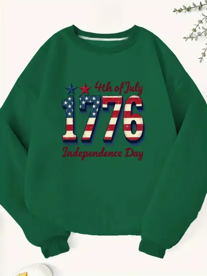 4th of July 1776 Graphic Print Sweatshirt 
