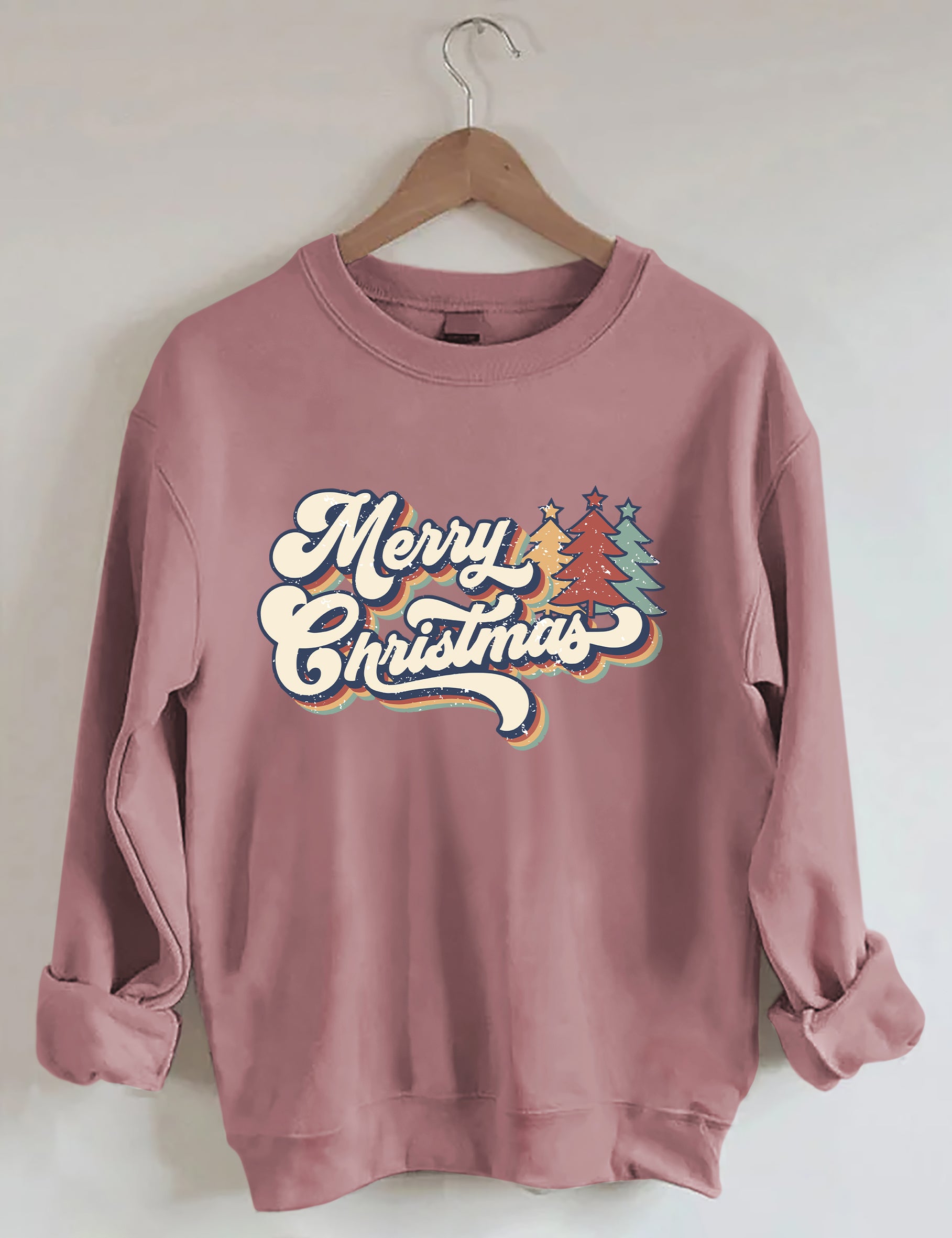 Retro Vintage Merry Christmas Crew Neck Unisex Xmas Sweatshirt-lovefitte