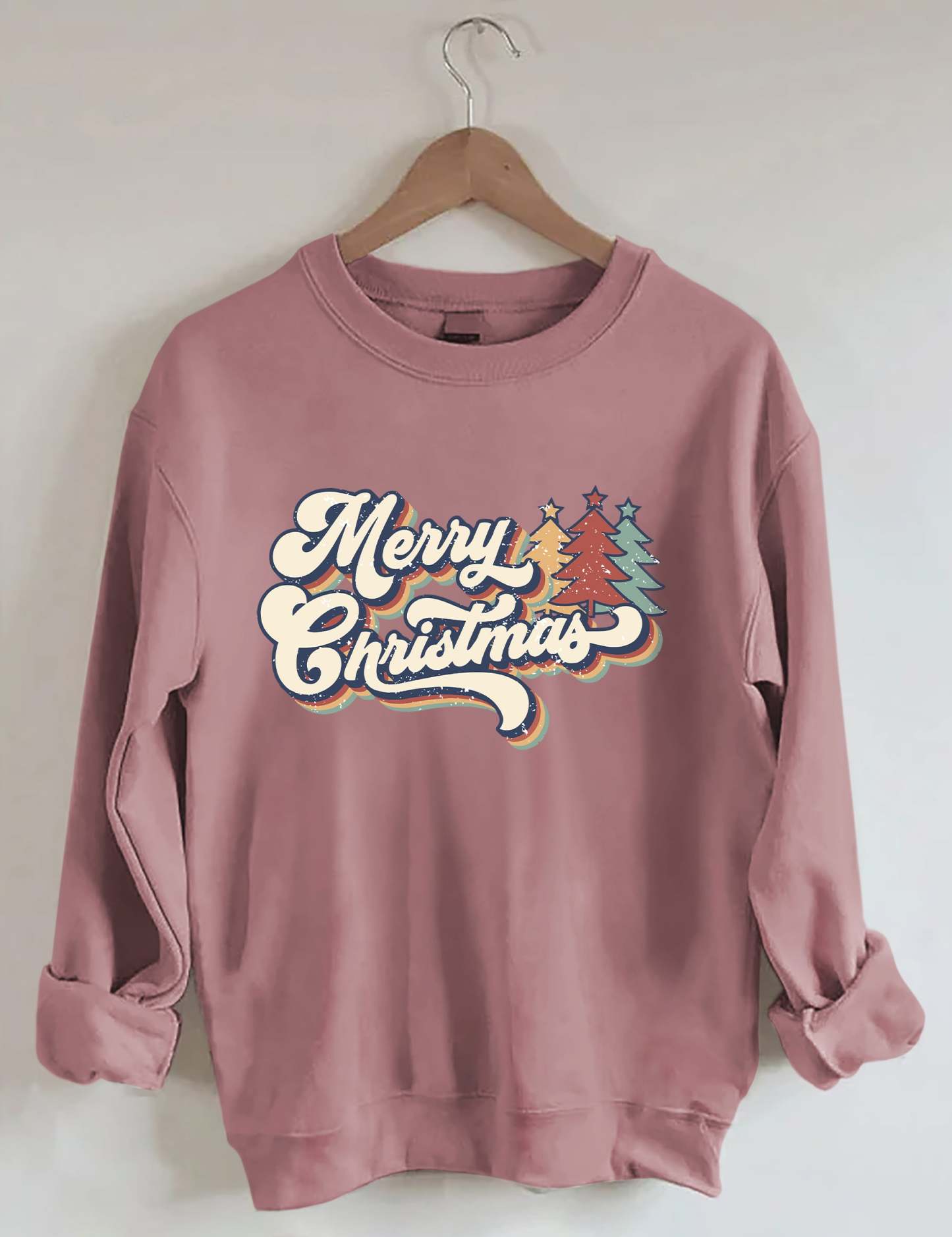 Retro Vintage Merry Christmas Crew Neck Unisex Xmas Sweatshirt-lovefitte