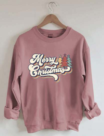 Retro Vintage Merry Christmas Crew Neck Unisex Xmas Sweatshirt-lovefitte