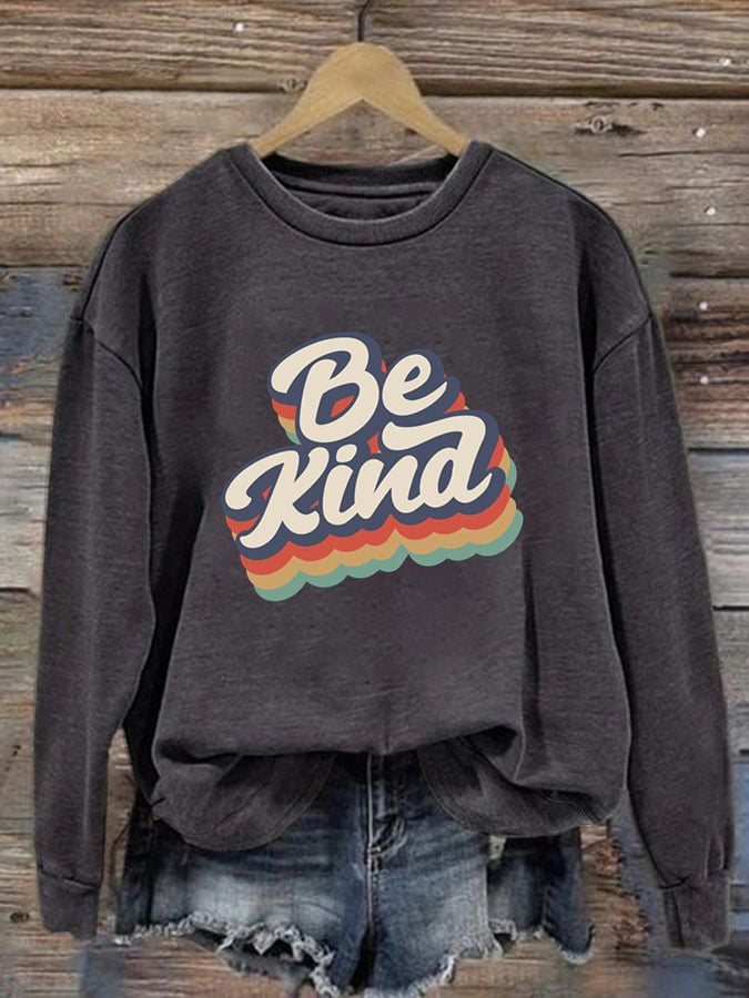 Women'S Be Kind Printed Sweatshirt-lovefitte