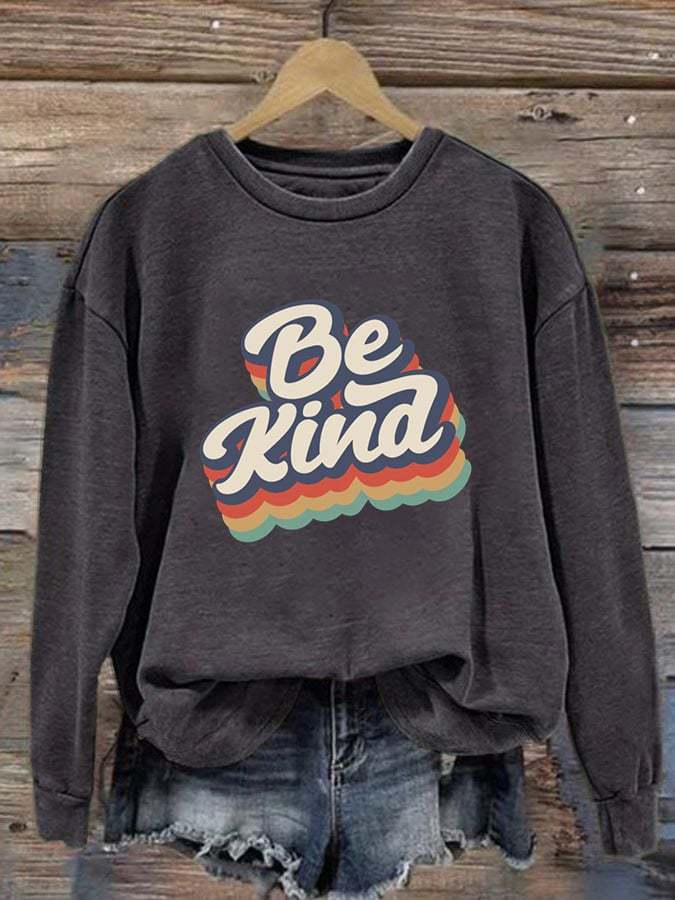 Women'S Be Kind Printed Sweatshirt-lovefitte