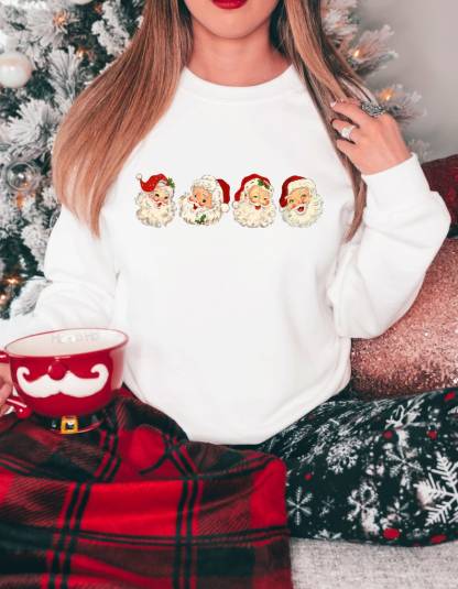 Retro Cheerful Santa Sweatshirt-lovefitte