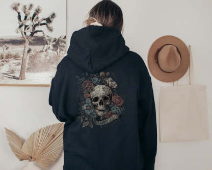 Rocker Floral Skeleton Hoodie-lovefitte