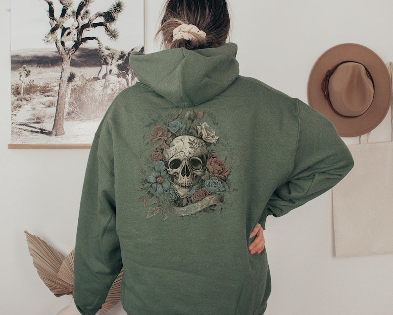 Rocker Floral Skeleton Hoodie-lovefitte