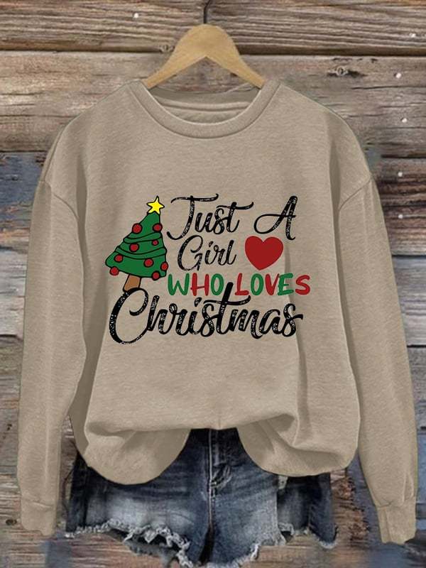 Women's Just A Girl Who Loves Christmas Casual Sweatshirt-lovefitte