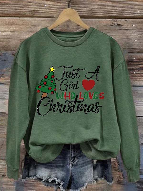 Women's Just A Girl Who Loves Christmas Casual Sweatshirt-lovefitte