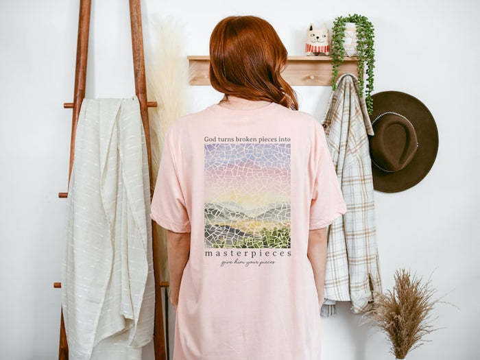 God Turns Broken Pieces Into Masterpieces T-shirt-lovefitte