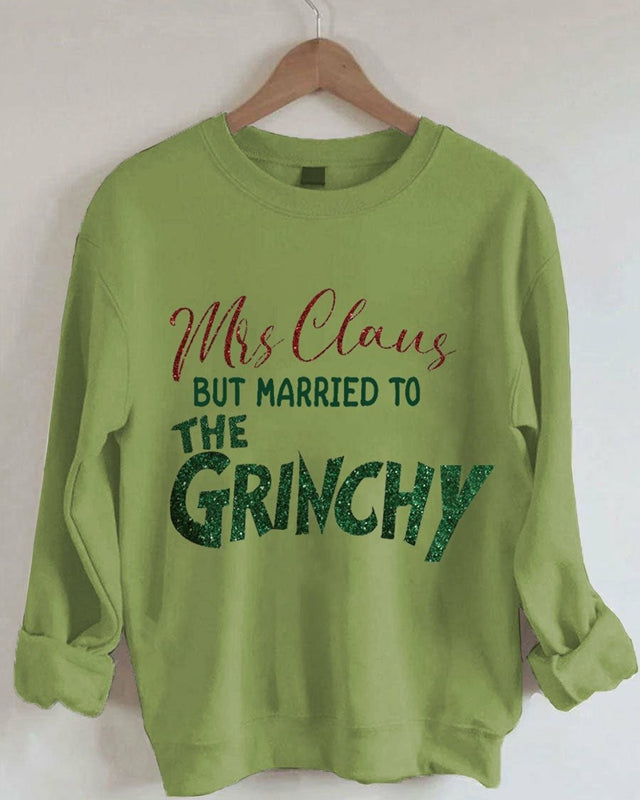 Mrs. Claus But Married To The Ginch Print Sweatshirt-lovefitte