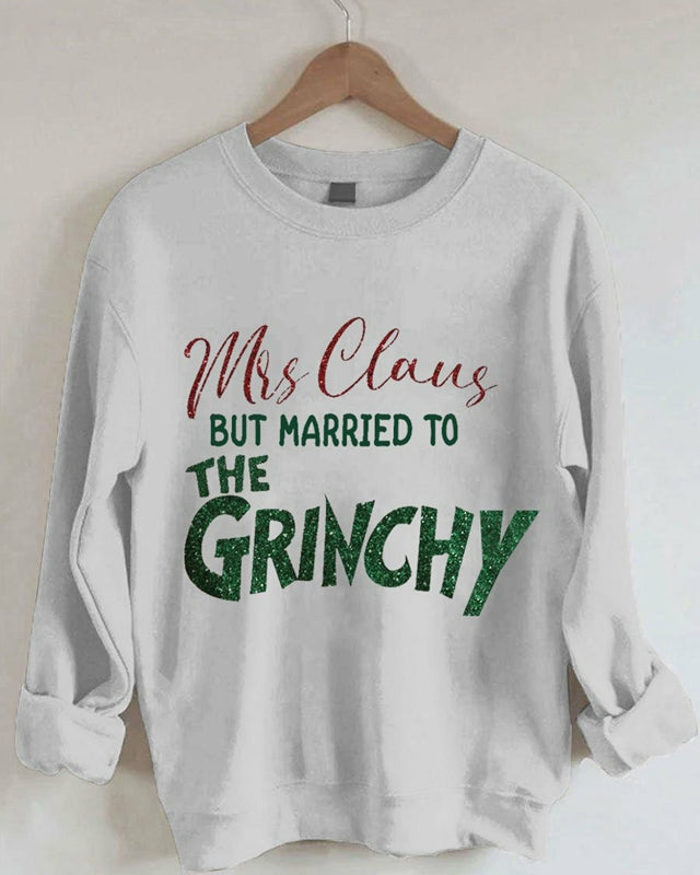 Mrs. Claus But Married To The Ginch Print Sweatshirt-lovefitte