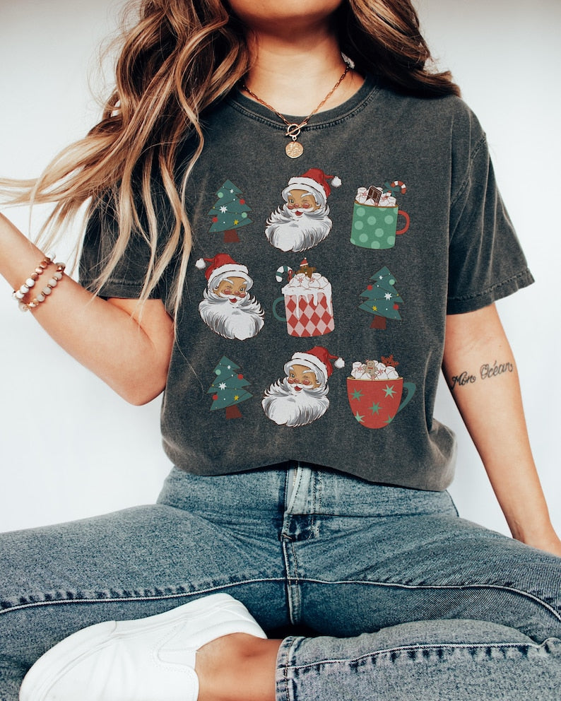 Santa Women's Christmas T-Shirt-lovefitte