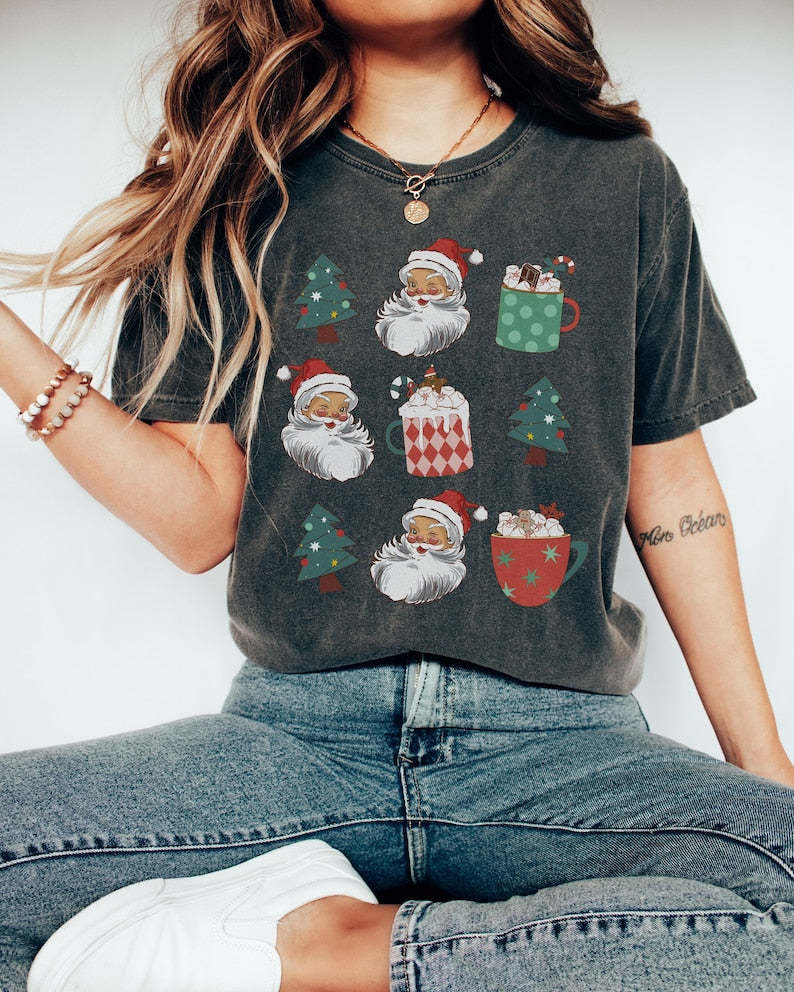 Santa Women's Christmas T-Shirt-lovefitte