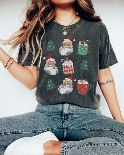 Santa Women's Christmas T-Shirt-lovefitte