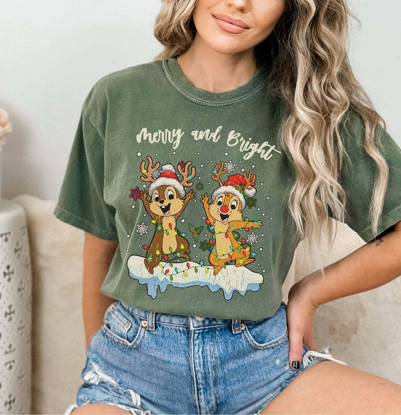 Chip and Dale Merry and Bright Christmas T-shirt-lovefitte