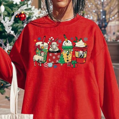 Sheep Christmas Coffee Sweatshirt-lovefitte