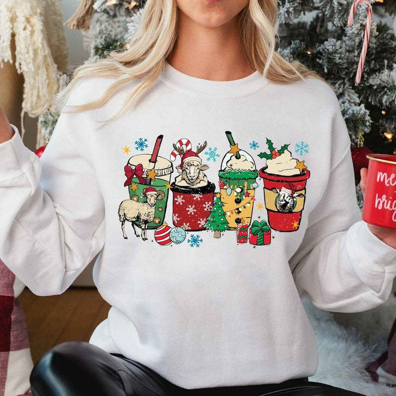Sheep Christmas Coffee Sweatshirt-lovefitte
