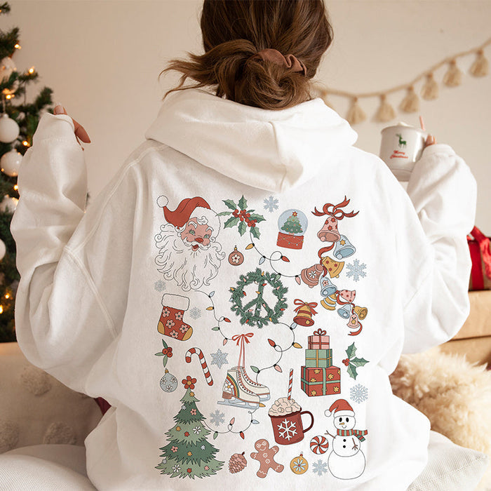 Retro Christmas Santa Claus 2 Sides Print Hoodie-lovefitte