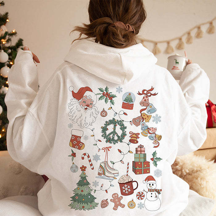 Retro Christmas Santa Claus 2 Sides Print Hoodie-lovefitte