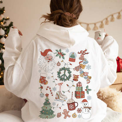 Retro Christmas Santa Claus 2 Sides Print Hoodie-lovefitte