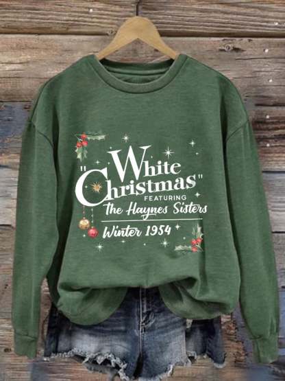Women'S White Christmas Print Casual Sweatshirt-lovefitte