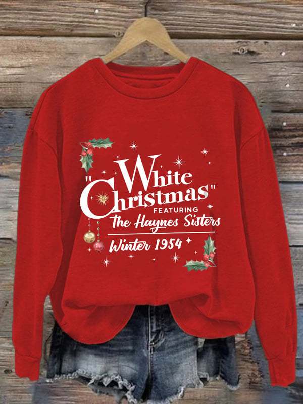 Women'S White Christmas Print Casual Sweatshirt-lovefitte
