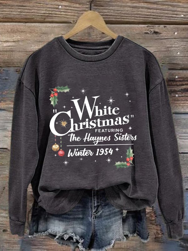 Women'S White Christmas Print Casual Sweatshirt-lovefitte