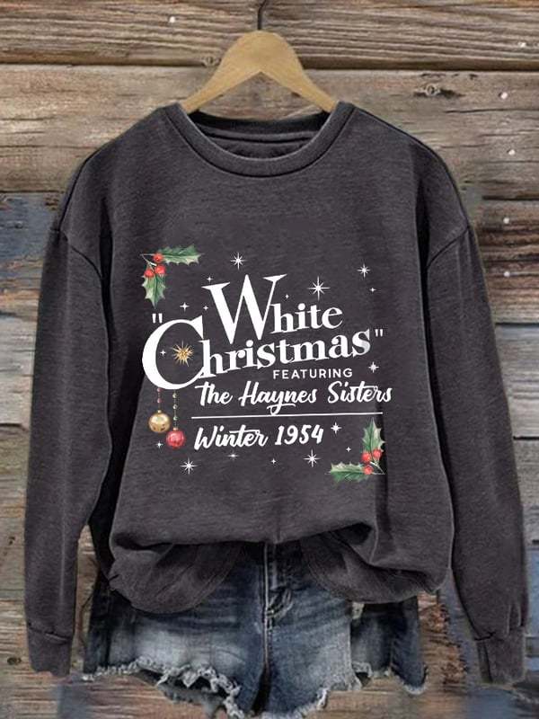 Women'S White Christmas Print Casual Sweatshirt-lovefitte