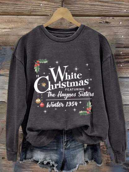 Women'S White Christmas Print Casual Sweatshirt-lovefitte
