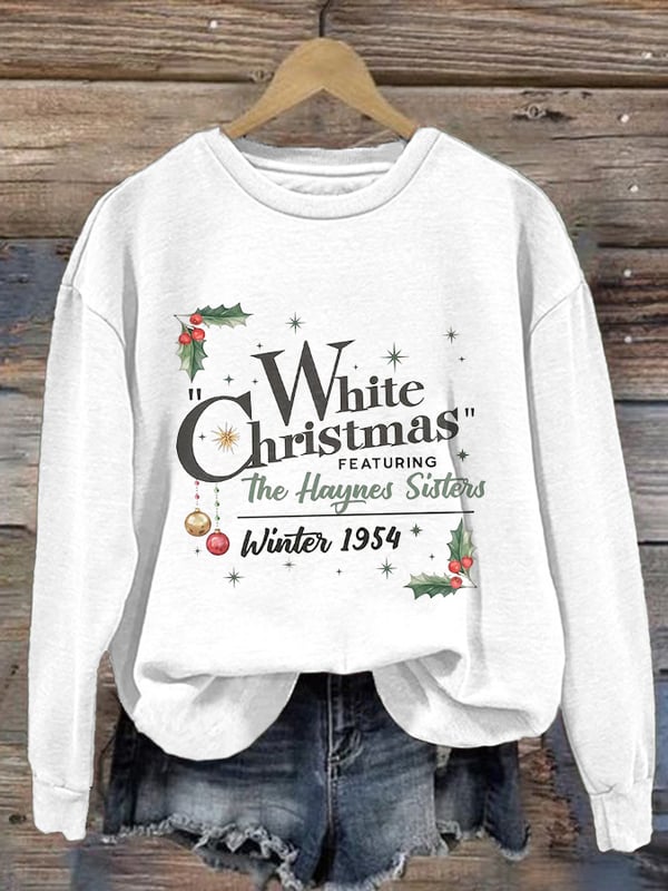 Women'S White Christmas Print Casual Sweatshirt-lovefitte