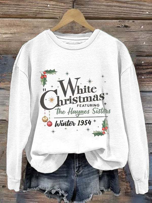 Women'S White Christmas Print Casual Sweatshirt-lovefitte