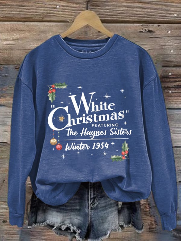 Women'S White Christmas Print Casual Sweatshirt-lovefitte