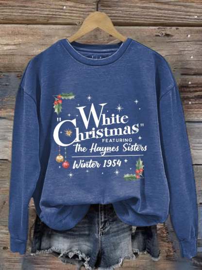 Women'S White Christmas Print Casual Sweatshirt-lovefitte