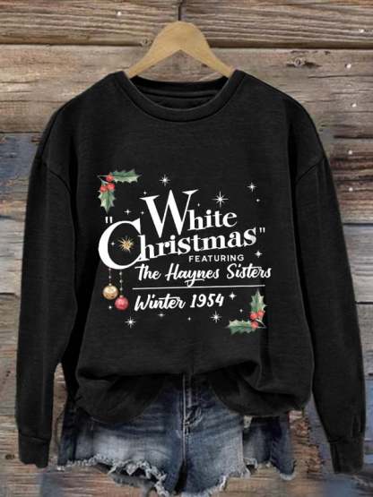 Women'S White Christmas Print Casual Sweatshirt-lovefitte