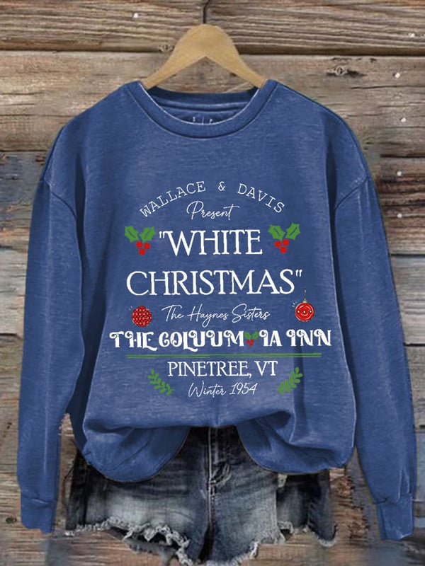 Women'S Casual White Christmas Printed Long Sleeve Sweatshirt-lovefitte