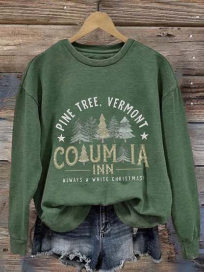 Women'S Casual Columbia Inn Pine Tree Vermont Printed Long Sleeve Sweatshirt-lovefitte