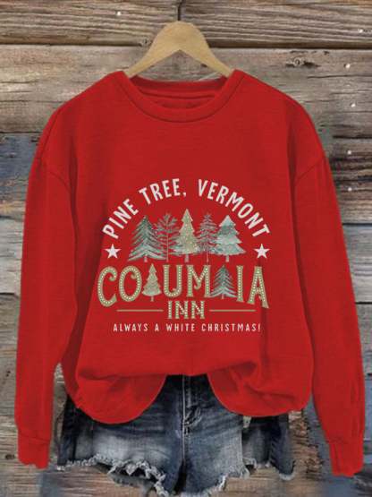 Women'S Casual Columbia Inn Pine Tree Vermont Printed Long Sleeve Sweatshirt-lovefitte
