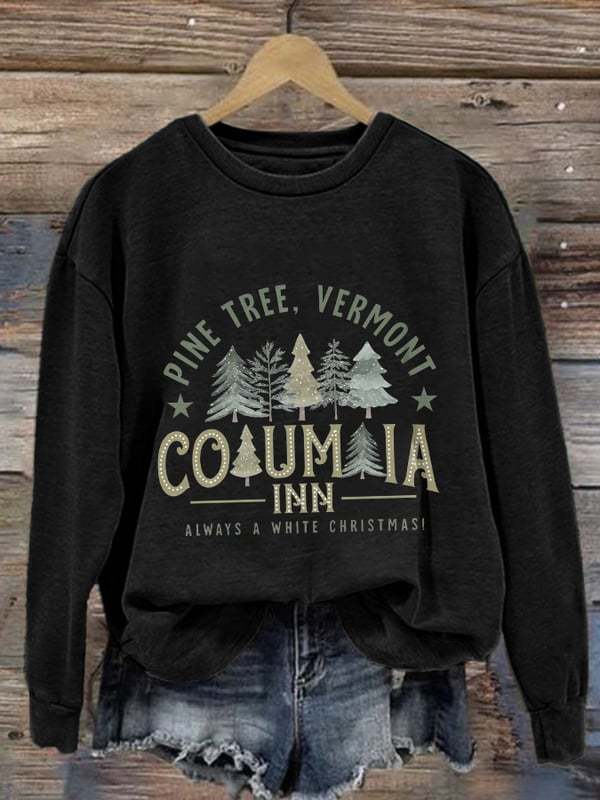 Women'S Casual Columbia Inn Pine Tree Vermont Printed Long Sleeve Sweatshirt-lovefitte